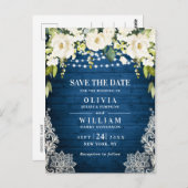 ホワイトローゼレース素朴ウェディング日付を保存 ポストカード (正面/裏面)