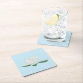 ホワイトロータスイラストレーション スクエアペーパーコースター (インサイチュ)