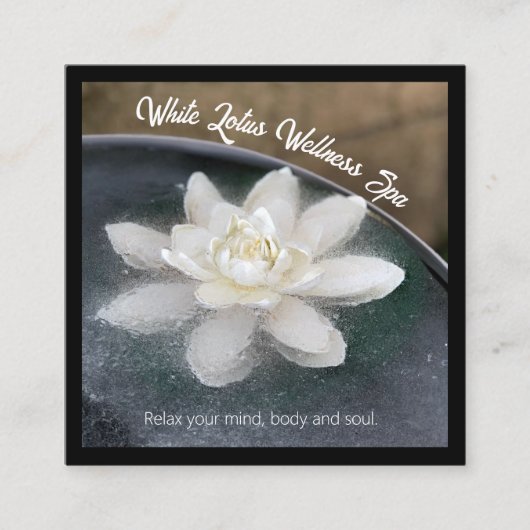 ホワイトロータスインウォーターウェルネススパブラック スクエア名刺 (正面)