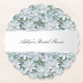 ホワイトロータスフラワーのブライズシャワー ペーパーコースター (正面)