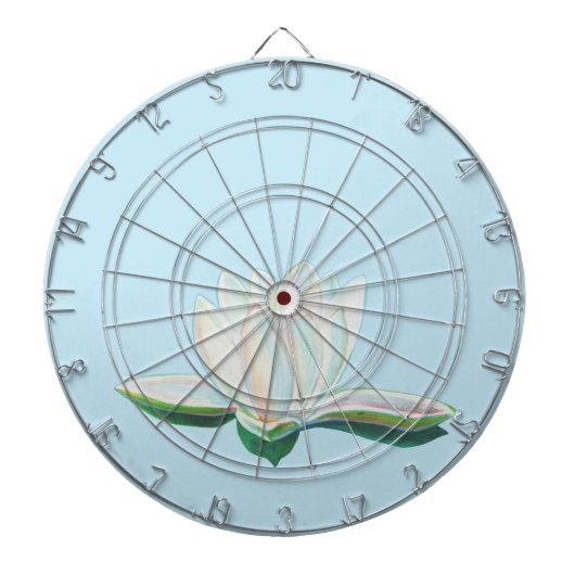 ホワイトロータスフラワーイラストレーション ダーツボード (正面)