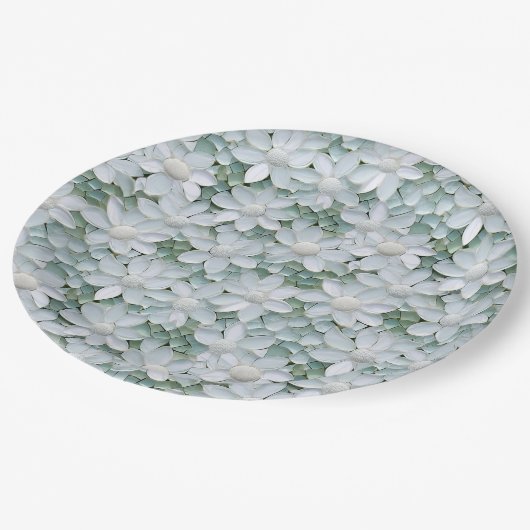 ホワイトロータスフラワーズブライダルシャワー ペーパープレート (アングル)