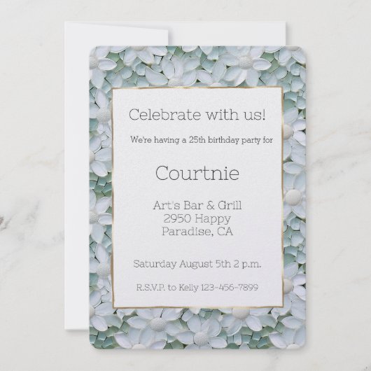 ホワイトロータスフラワーズ誕生日 招待状 (正面)