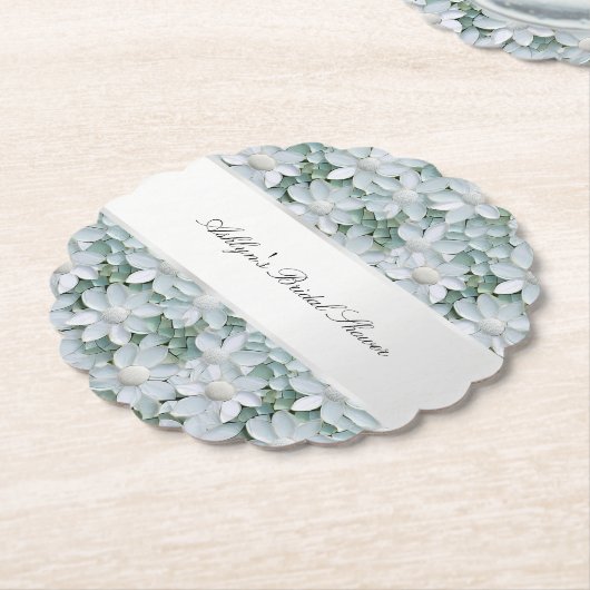 ホワイトロータスフラワーズ ブライダルシャワー ペーパーコースター (アングル)