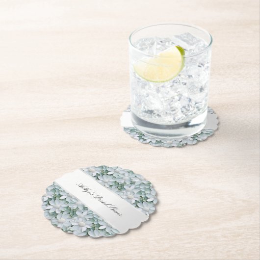 ホワイトロータスフラワーズ ブライダルシャワー ペーパーコースター (インサイチュ)