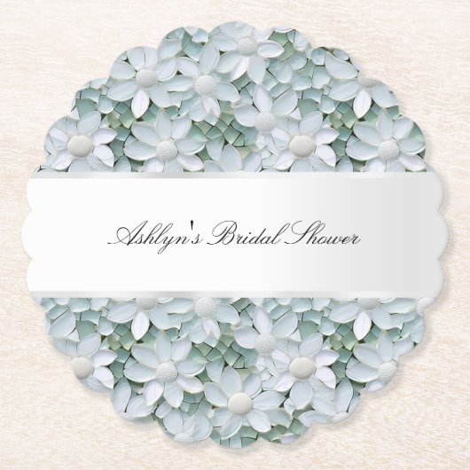 ホワイトロータスフラワーズ ブライダルシャワー ペーパーコースター (正面)