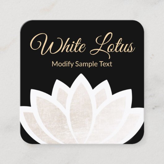 ホワイトロータスフラワーブラックスクエアヨガ スクエア名刺 (正面)