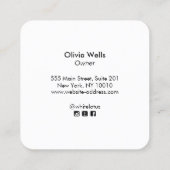 ホワイトロータスフラワーブラックスクエアヨガ スクエア名刺 (裏面)