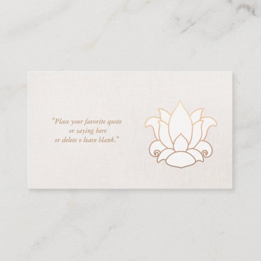 ホワイトロータスフラワーヨガ先生フォトベージュ 名刺 (裏面)