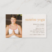 ホワイトロータスフラワーヨガ先生フォトベージュ 名刺 (正面)