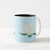 ホワイトロータス発光イラストレーション パーソナライズされた ツートーンマグカップ (正面右)