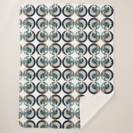 ホワイトロータス&海ウェーブ – 優雅な動き シェルパブランケット