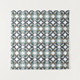 ホワイトロータス&海ウェーブ – 優雅な動き タペストリー