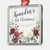 ホワイトローパーソナライズされたズ金ゴールド幾何学的な花 メタルオーナメント (左)