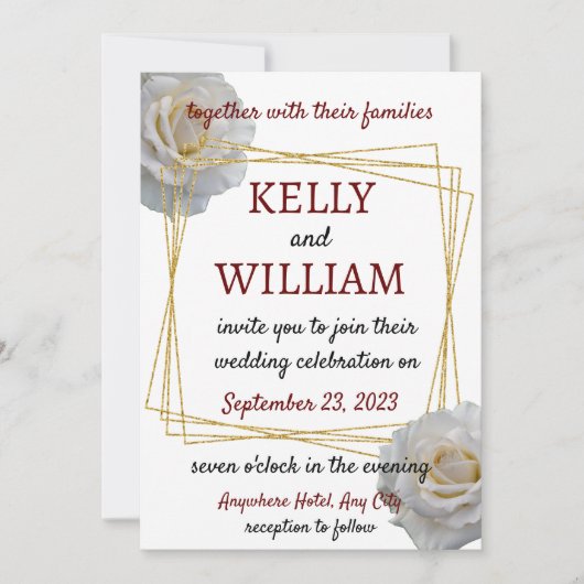 ホワイトローモダンズフローラ結婚ズ 招待状 (正面)