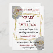 ホワイトローモダンズフローラ結婚ズ 招待状 (正面/裏面)