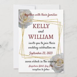 ホワイトローモダンズフローラ結婚ズ 招待状