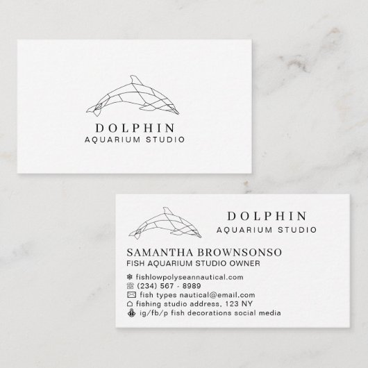 ホワイトローモダンポリドルフィン海プロフェッショナル 名刺 (正面/裏面)
