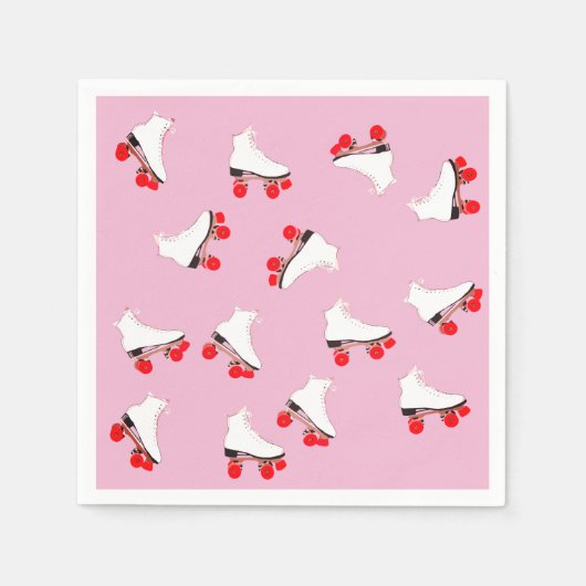 ホワイトローラースケートのカクテルナプキン スタンダードカクテルナプキン (正面)