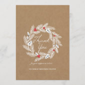 ホワイトローレルリースオンクラフト紙カー企業のド サンキューカード (正面)