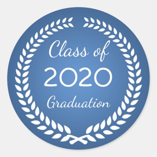 ホワイトローレルリースオンブルーエクセレーション ラウンドシール (正面)