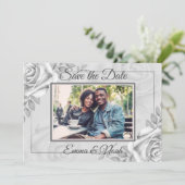 ホワイトロー素朴ズ写真テンプレート日付の保存 セーブザデート (スタンド正面)