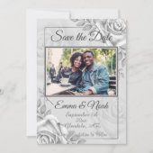 ホワイトロー素朴ズ写真テンプレート日付の保存 案内状 (正面)