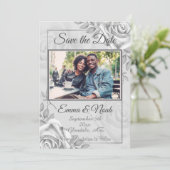 ホワイトロー素朴ズ写真テンプレート日付の保存 案内状 (スタンド正面)