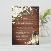 ホワイトロ素朴ーズウッドランタンウォーター結婚カラー 招待状 (スタンド正面)