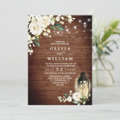 ホワイトロ素朴ーズウッドランタンウォーター結婚カラー 招待状 (スタンド正面)