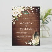 ホワイトロ素朴ーズウッドランタンウォーター結婚カラー 招待状 (スタンド正面)