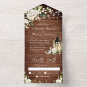 ホワイトロ素朴ーズウッドランタン結婚ズ オールインワン招待状 (内側)