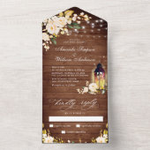 ホワイトロ素朴ーズウッドランタン結婚ズ オールインワン招待状 (内側)