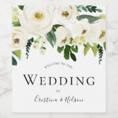 ホワイトワきらめくインフローラ結婚ズ ワインラベル (シングルラベル)