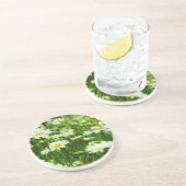 ホワイトワイルドデイジー抽象芸術 コースター (側面)