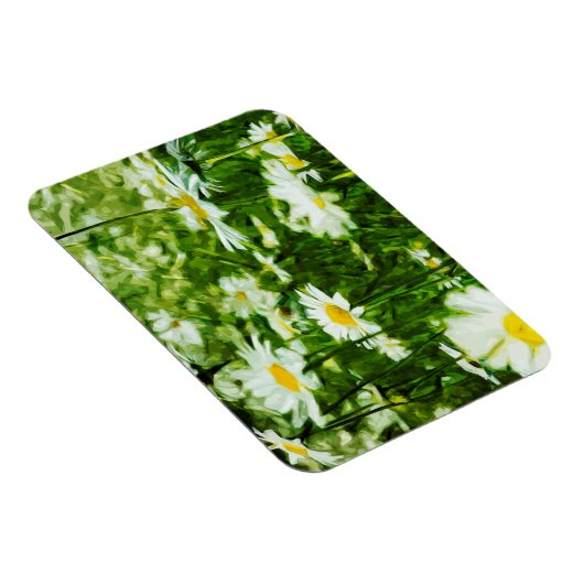 ホワイトワイルドデイジー抽象芸術 マグネット (右側)