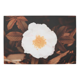 ホワイトワイルドバラオン銅トーン紅葉 メタルプリント