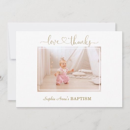 ホワイトワイルドバラ書道ガールフォトバプテスマ サンキューカード (正面)