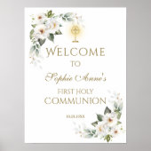 ホワイトワイルドバラ第1聖餐式ウェルカムサイン ポスター (正面)