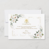 ホワイトワイルドバラ金ゴールドファーストホーリーコミュニオン サンキューカード (正面)