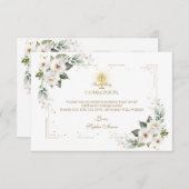 ホワイトワイルドバラ金ゴールドファーストホーリーコミュニオン サンキューカード (正面/裏面)