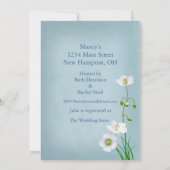 ホワイトワイルドフラワーオンブルーブライダルシャワー 招待状 (裏面)