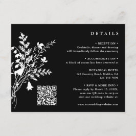 ホワイトワイルドフラワーブーケブラック結婚ズ詳細 エンクロージャーカード