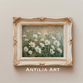 ホワイトワイルドフラワー絵を描ズ春草原 ポスター