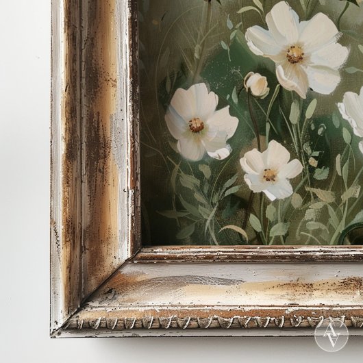 ホワイトワイルドフラワー絵を描ズ春草原 ポスター