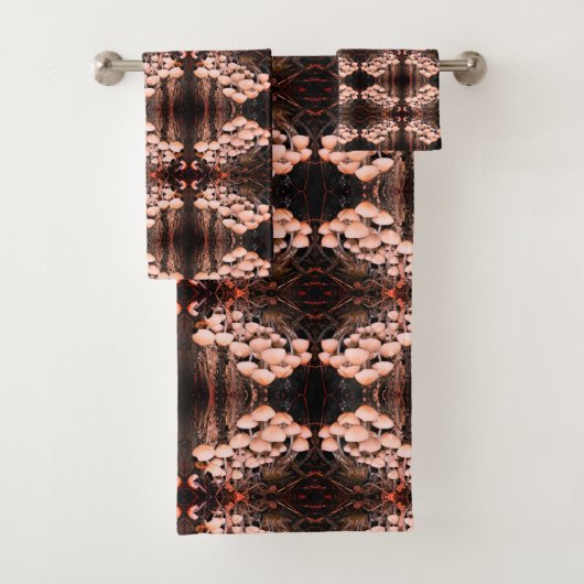 ホワイトワイルドマッシュルーム抽象芸術自然パターン バスタオルセット (インサイチュ)