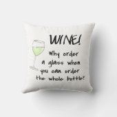 ホワイトワインオーダーボトルおもしろいワード文字ことわざアート クッション (裏面)