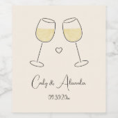 ホワイトワイングラス結婚婚約記念日 ワインラベル (シングルラベル)