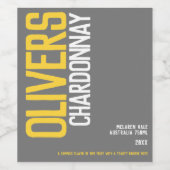 ホワイトワインホームワインメーカー文字カスタムイエロー ワインラベル (シングルラベル)