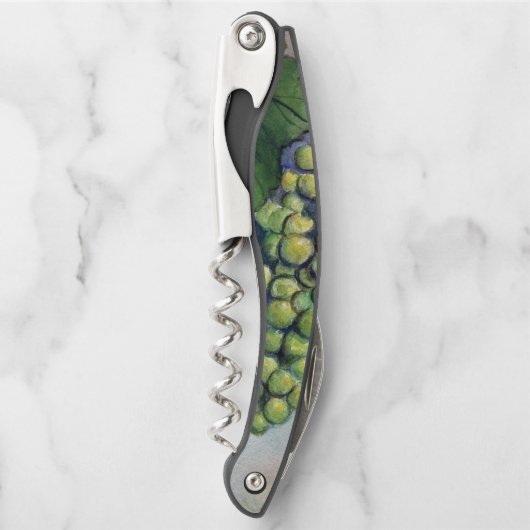 ホワイトワインラバーブズアートコルクパーソナライズされたスクリュ ソムリエナイフ (正面)